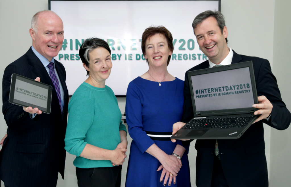 Launch of Internet Day 2018. David Curtin, CEO, IE Domain Registry; Amanda Byrne, District Manager, Wexford County Council; Oonagh McCutcheon, Customer Operations Manager, IE Domain Registry; Michael D’Arcy, Minister for State, Department of Finance